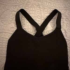 Gilly Hicks Black Ribbed Crisscross Tank